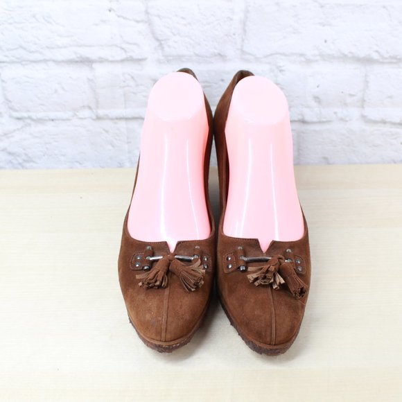 Stuart Weitzman Brown Suede Slip-on Wedge Casual Shoes Size 11 N - Picture 5 of 9